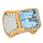 Mario Buccellati Vintage Diamond Aquamarine 18K Gold Cocktail Ring