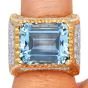 Mario Buccellati Vintage Diamond Aquamarine 18K Gold Cocktail Ring