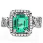 GIA Colombian Emerald No Oil 3.25cts Diamond 18K Gold Engagement Ring|Dover Jewelry|