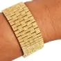 Vintage Heavy 18K Yellow Gold Solid  Bark-Finish Link Bracelet