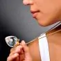 Donald Pollard Steuben Strawberry Crystal Gold Necklace