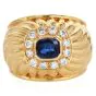 Estate Sapphire 1.34cts Diamond 18K Ridged Dome Cocktail Ring|Dover Jewelry|