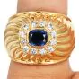 Estate Sapphire 1.34cts Diamond 18K Ridged Dome Cocktail Ring|Dover Jewelry|