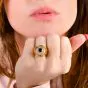 Estate Sapphire 1.34cts Diamond 18K Ridged Dome Cocktail Ring|Dover Jewelry|