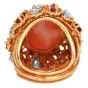 Vintage Diamond  Ruby Coral 18K Yellow Gold Dome Cocktail Ring | Dover Jewelry|