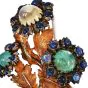 Buccellati Vintage Cabochon Emerald Sapphire 18K Flower Bouquet Brooch-Dover Jewelry