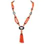 Vintage 1970s Diamond Coral Onyx 18K Gold Tassel Statement Necklace-Dover Jewelry