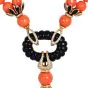 Vintage 1970s Diamond Coral Onyx 18K Gold Tassel Statement Necklace-Dover Jewelry