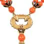 Vintage 1970s Diamond Coral Onyx 18K Gold Tassel Statement Necklace-Dover Jewelry