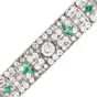 Antique Art Deco Diamond Emerald Filigree Platinum Wide Bracelet|Dover Jewelry|
