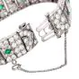 Antique Art Deco Diamond Emerald Filigree Platinum Wide Bracelet|Dover Jewelry|