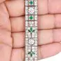 Antique Art Deco Diamond Emerald Filigree Platinum Wide Bracelet|Dover Jewelry|