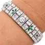 Antique Art Deco Diamond Emerald Filigree Platinum Wide Bracelet|Dover Jewelry|