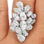  Estate 9.50cts Diamond Cluster Platinum Cocktail Ring