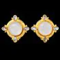 Elizabeth Locke18K gold Moonstone intaglio Glass earrings