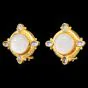 Elizabeth Locke18K gold Moonstone intaglio Glass earrings
