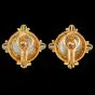 Elizabeth Locke18K gold Moonstone intaglio Glass earrings