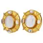 Elizabeth Locke Moonstone 18K Intaglio Woman Playing Lyre Earrings|Dover Jewelry|