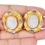 Elizabeth Locke Moonstone 18K Intaglio Woman Playing Lyre Earrings|Dover Jewelry|