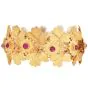Mario Buccellati Vintage Ruby 18k Gold Leaf Wide Bracelet