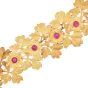 Mario Buccellati Vintage Ruby 18k Gold Leaf Wide Bracelet