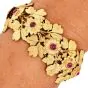 Mario Buccellati Vintage Ruby 18k Gold Leaf Wide Bracelet
