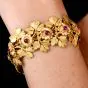 Mario Buccellati Vintage Ruby 18k Gold Leaf Wide Bracelet