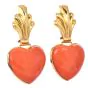 Vintage Large Coral 18K Gold Heart Dangle Drop Cocktail Earrings