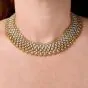 Estate 9.36carats Diamond 18K Gold Mesh Choker Statement Necklace 