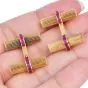Vintage Van Cleef & Arpels 18K Gold Grooved Bar Ruby Men Cufflinks 