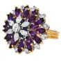 Estate Amethyst Diamond Sapphire 18K Gold Floral Cocktail Ring|Dover Jewelry|