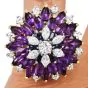 Estate Amethyst Diamond Sapphire 18K Gold Floral Cocktail Ring|Dover Jewelry|
