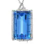 Large Blue Topaz 158.74 carats Diamond 18K Gold Brooch Pin Pendant 