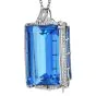 Large Blue Topaz 158.74 carats Diamond 18K Gold Brooch Pin Pendant 