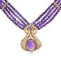 Estate Amethyst Diamond 18K Gold Multi Strand Statement Necklace