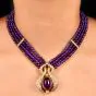 Estate Amethyst Diamond 18K Gold Multi Strand Statement Necklace