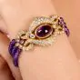 Estate Amethyst Diamond 18K Gold Multi Strand Statement Bracelet|Dover Jewelry|