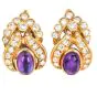 Estate Amethyst 5.70cts Diamond 18K Gold Floral Statement Earrings|Dover Jewelry|