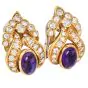 Estate Amethyst 5.70cts Diamond 18K Gold Floral Statement Earrings|Dover Jewelry|