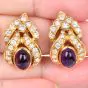 Estate Amethyst 5.70cts Diamond 18K Gold Floral Statement Earrings|Dover Jewelry|