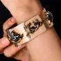 1940's Wide Gold Bangle WIth Chinese Gold Figurine Charms Bracelet|dover jewelry|