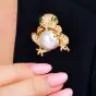Estate Diamond Pearl 18K Gold Frog Brooch pin and  Pendant|Dover Jewelry|