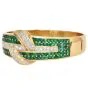 Estate 16.75cttw Diamond Emerald 18K Gold Statement Bangle Bracelet |Dover Jewelry|