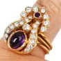 Estate Amethyst 2.90cts Diamond 18K Gold Floral Cocktail Ring|Dover Jewelry|