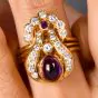 Estate Amethyst 2.90cts Diamond 18K Gold Floral Cocktail Ring|Dover Jewelry|