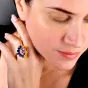 Estate Sapphire 8.70cts Diamond Platinum 18K Gold Floral Cluster Cocktail Ring|Dover Jewelry|