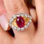 Estate Fancy Diamond 6.18cts Ruby 18K Gold Cabochon Cocktail Ring |Dover Jewelry|