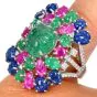 Estate Tutti Frutti 18K Gold Carved Floral Cocktail Ring|Dover Jewelry|