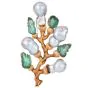 Vintage Buccellati Pearl Emerald 18K Gold Twig Branch Brooch|Dover Jewelry|