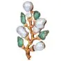 Vintage Buccellati Pearl Emerald 18K Gold Twig Branch Brooch|Dover Jewelry|